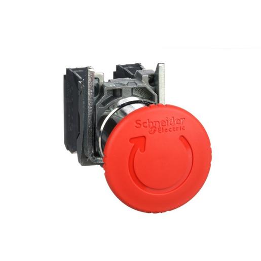 1St. Schneider Electric XB4BS8445 Pilzdrucktaster NOT-AUS, rastend, Drehentriegelung, 1S+1Ö
