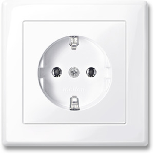 1St. Merten MEG2301-1425 Steckdose mit voller Abdeckplatte, Steckkl., aktivweiß glänzend, M-SMART