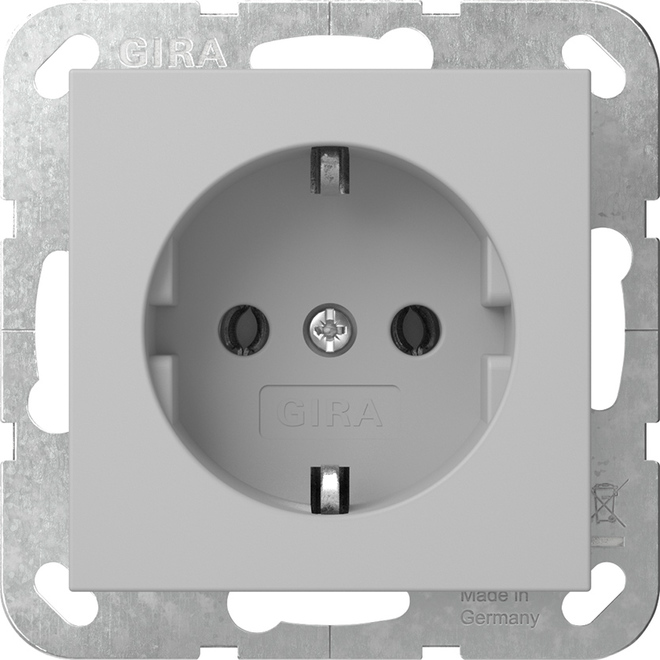 1St. Gira 4466015 Steckdose 16A 250V ohne Befestigungskrallen, Grau matt
