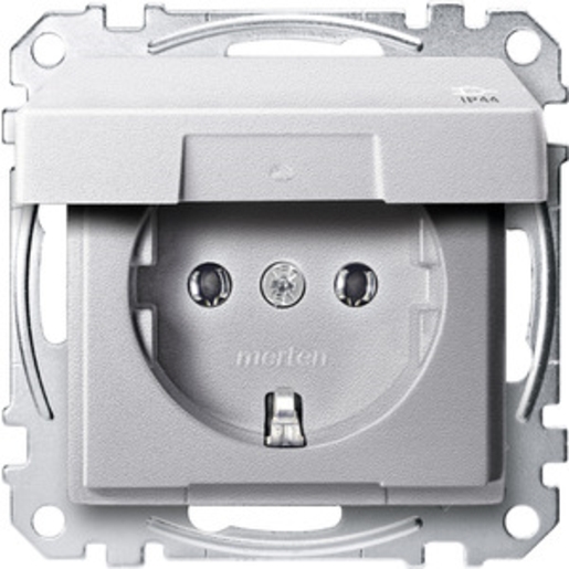 1St. Merten MEG2314-0460 Steckdose mit Klappdeckel IP44 BRS Steckklemmen aluminium System M MEG23140460