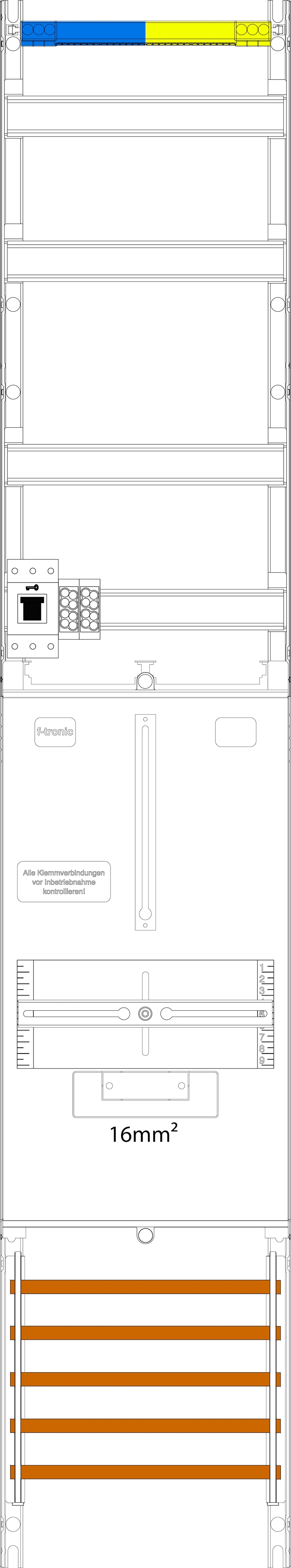 1St. F-Tronic VZ6-16-HSS Zählerfeld VZ6-16-HSS,H=1350mm, 1-feldrig, 1-3.HZ 16mm², 1 HSS, Vert. 2r 7143413