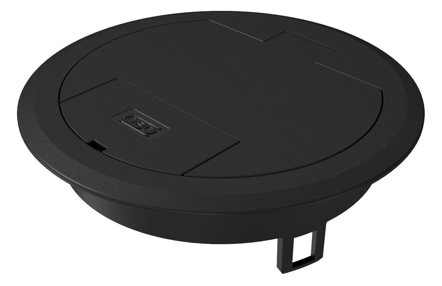 1St. OBO Bettermann GES R2 9011 Klappdeckel mit Schnurauslass