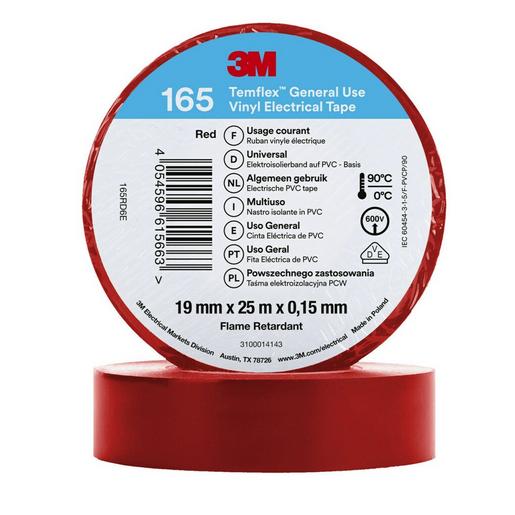 10St. 3M Temflex 19mmxRot 165RD6E Vinyl-Isolierband 0,15mm 7100184817