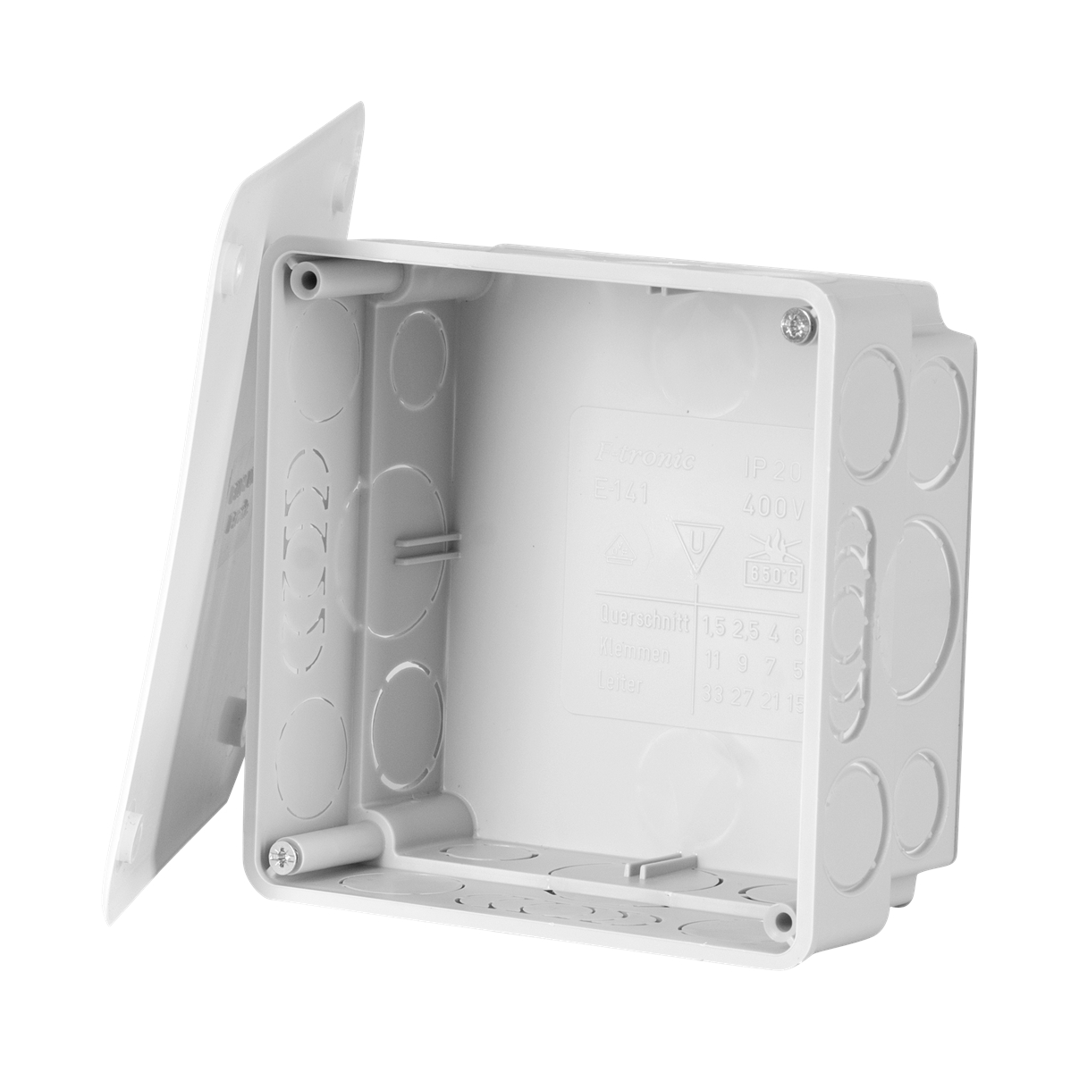 10St. F-Tronic E141 UP Abzweigkasten E141, 100x100x50mm, gr, inkl. Deckel 7310061