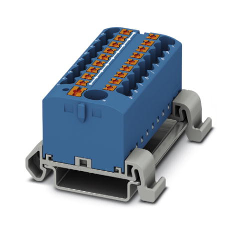 1St. Phoenix PTFIX 6/18X2,5-NS35A BU Verteilerblock Block mit waagerechter Ausrichtung und integrierter Einspeis