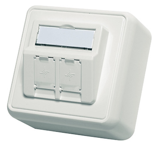 1St. Telegärtner H02000A0092 AMJ-S Aufn. 2x RJ45 AP Datendose unbestückt reinweiß H02000A0092