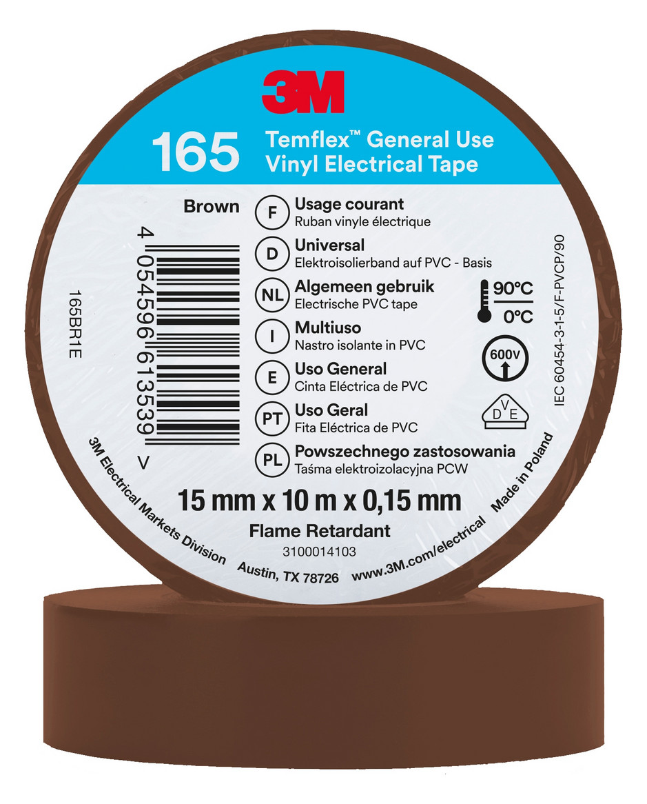 10St. 3M 165BR1E Isolierband Braun 15mmx10m