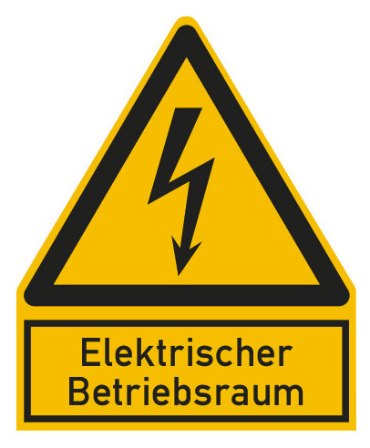 1St. Cimco Warnschild Kunststoff Blitz 182736 Elektrischer Betriebsraum 244x200mm gelb