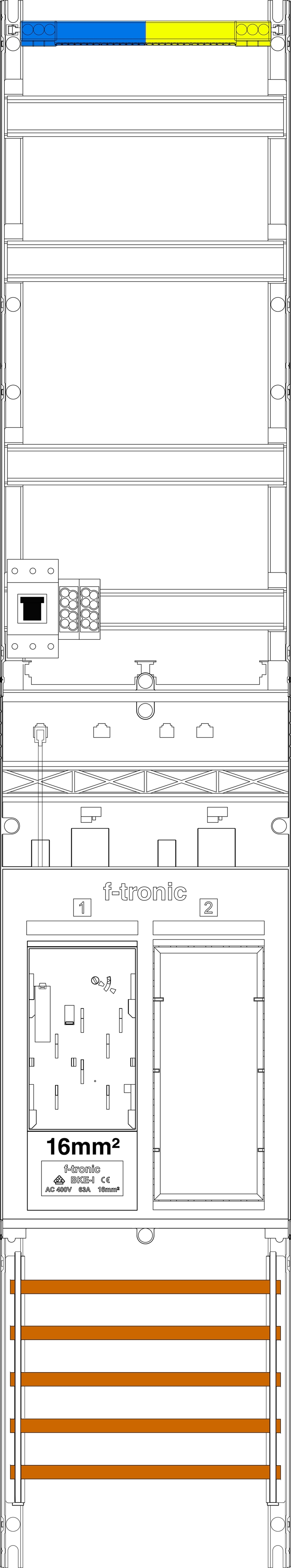 1St. F-Tronic ER9DS-16-HSS Zählerfeld ER9DS-16-HSS, 1-feldrig,H=1050mm,1-eHZ 16mm², mit DS, 1 HSS, 1 Res. 7143254
