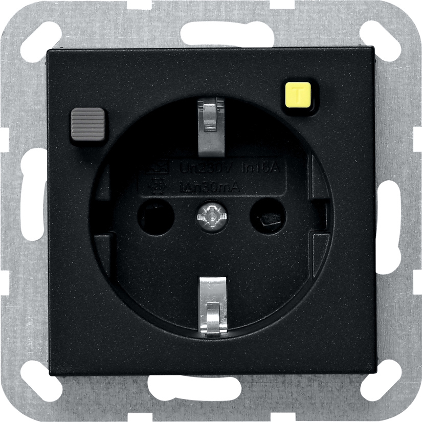1St. Gira 2677005 FI-Schutzsteckd. 30 mA SH System 55 Schwarz m