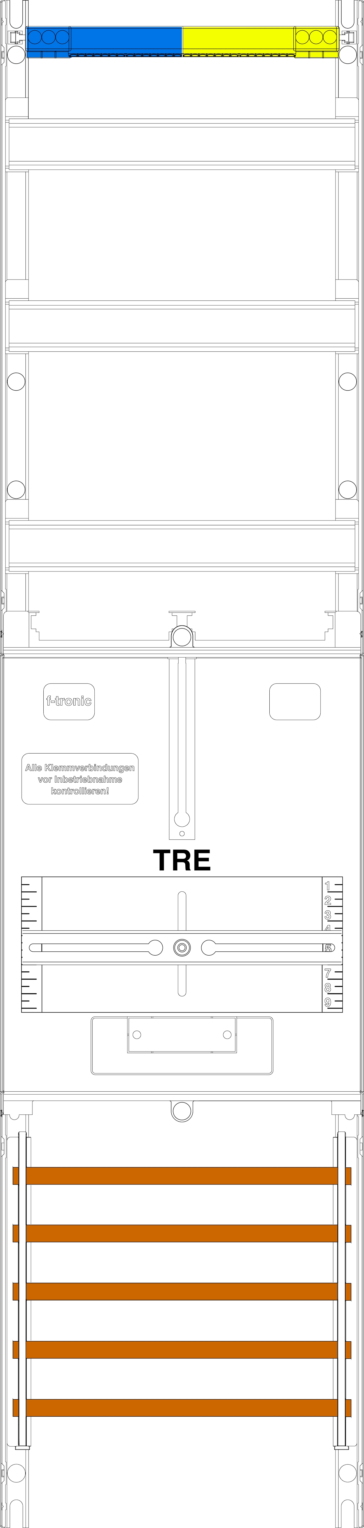 1St. F-Tronic TS7 Tariffeld TS7, 1-feldrig, H=1050mm, 1-TRE-3.HZ 300mm, Vert. 3r, SaS 5-pol. 7141610