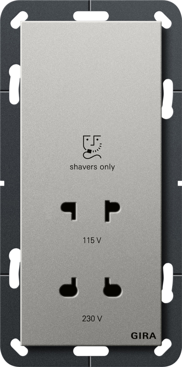 1St. Gira 2820600 Rasiersteckd. 115 - 230 V System 55 Edelstahl(lack.)