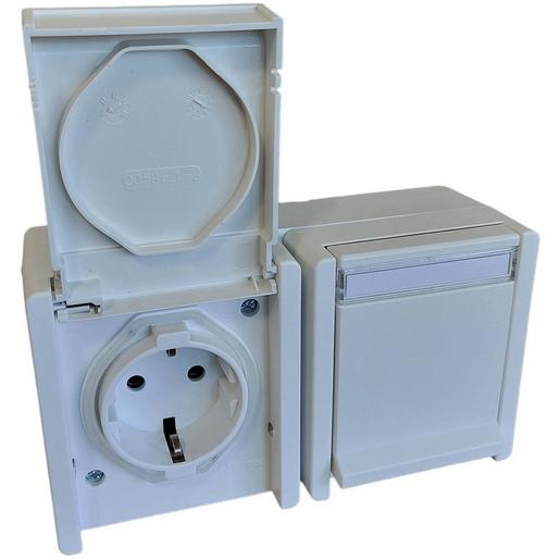 1St. NAQUAAPSD2HUW.1 2-fach Steckdose, waagerecht, IP55, weiß