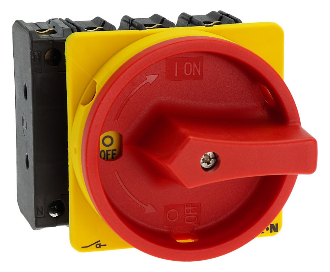 1St. Eaton P3-63/EA/SVB/N 010398 Hauptschalter, P3, 63 A, Einbau, 3-polig + N, NOT-AUS-Funktion, mit rotem Drehgriff und