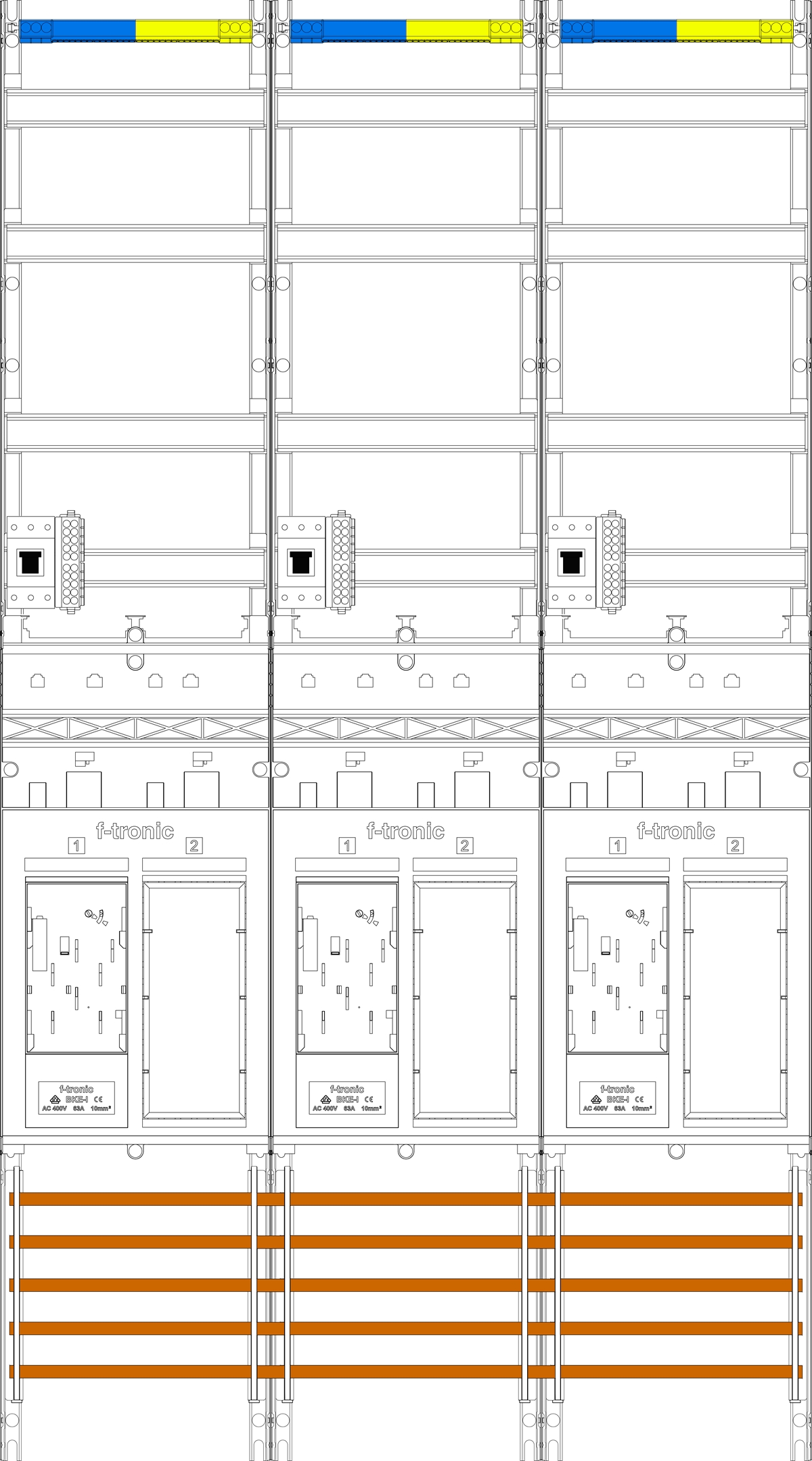 1St. F-Tronic ER39-HSP Zählerfeld ER39-HSP, 3-feldrig, H=1350mm, 3-eHZ, 3 HSP, 3 Res. 7143053