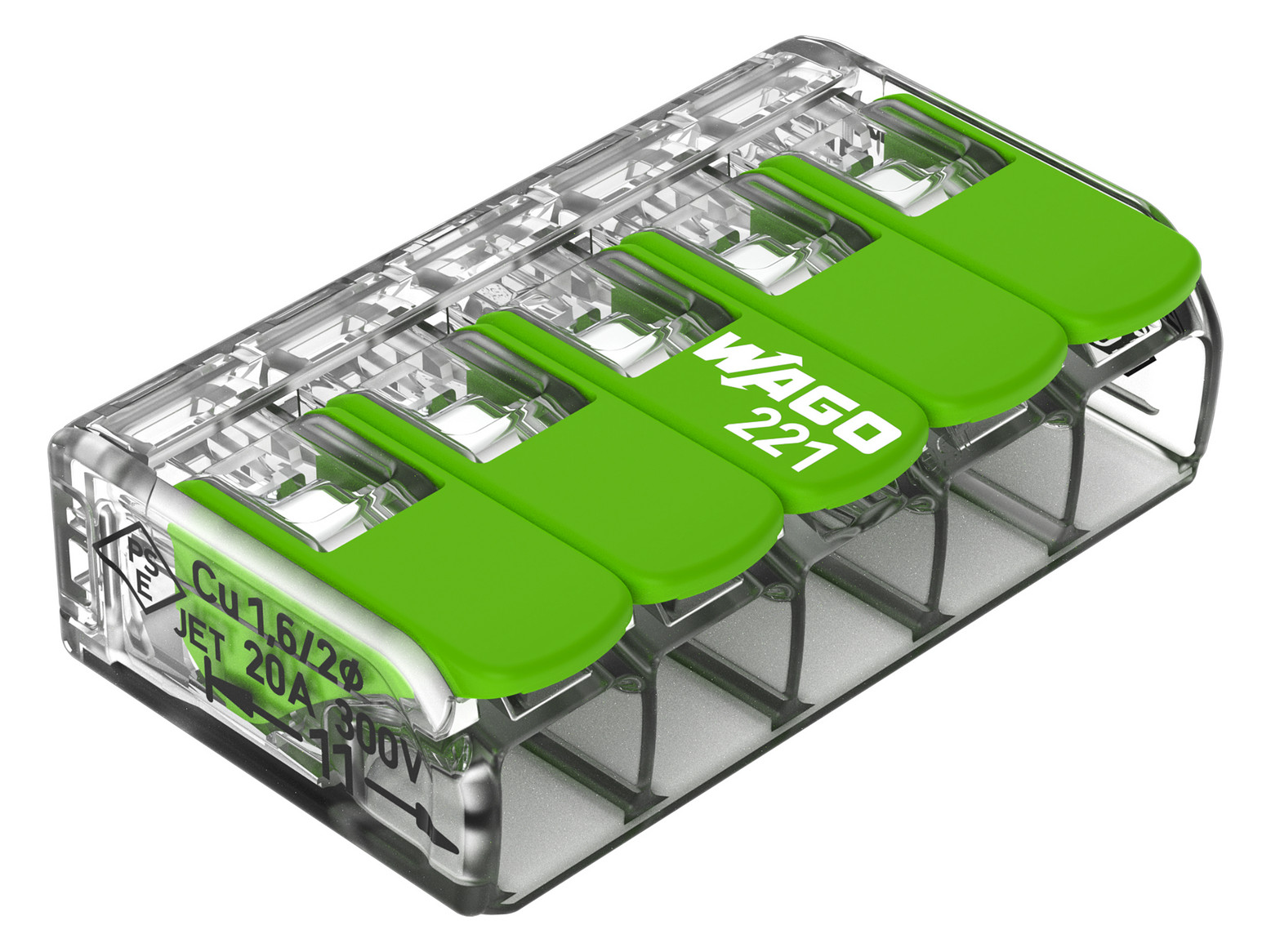 25St. Wago 221-425 Verbindungsklemme m Hebel Green