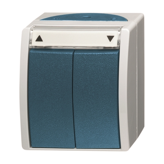 1St. Busch-Jaeger 2621/4 W-53 Jalousietaster, Wipptaster, 1-polig ocean (IP 44) grau/blaugrün