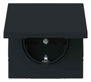 1St. Busch-Jaeger 20 EUKB-45M SCHUKO® Steckdose Safety+, schwarz matt mit Klappdeckel Busch-art linear® schwarz matt 2CKA002018A1578