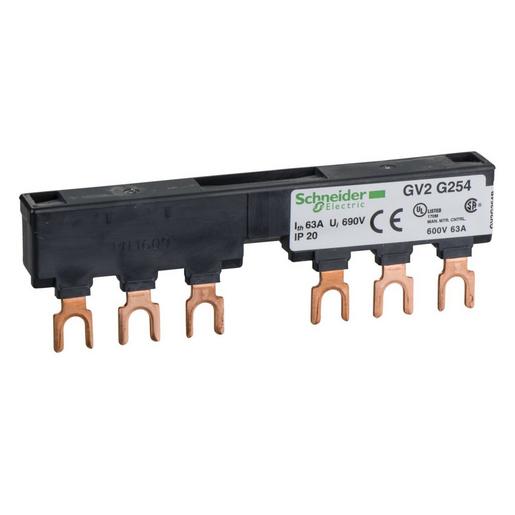 1St. Schneider Electric GV2G254 Drehstrom-Sammelschienensystem, 63A, 2Abgangsstellen, 54mm Abstand