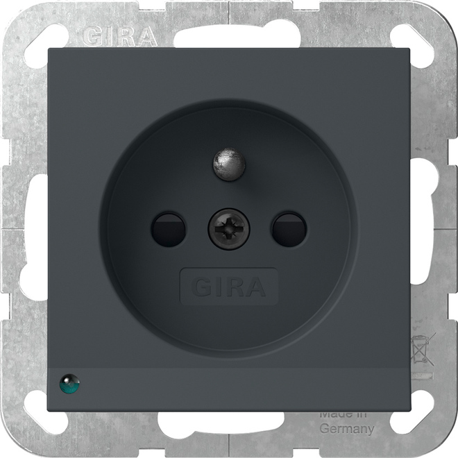 1St. Gira 448928 Steckdose mit Erdungsstift 16A 250V, LED-Orientierungsleuchte und Shutter, Anthrazit