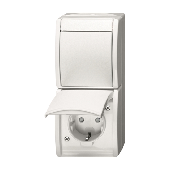 1St. Busch-Jaeger 2601/6/20 EBW-54 Kombination SCHUKO Steckdose, mit Wippschalter, mit erh. Berührungsschutz ocean (IP 4