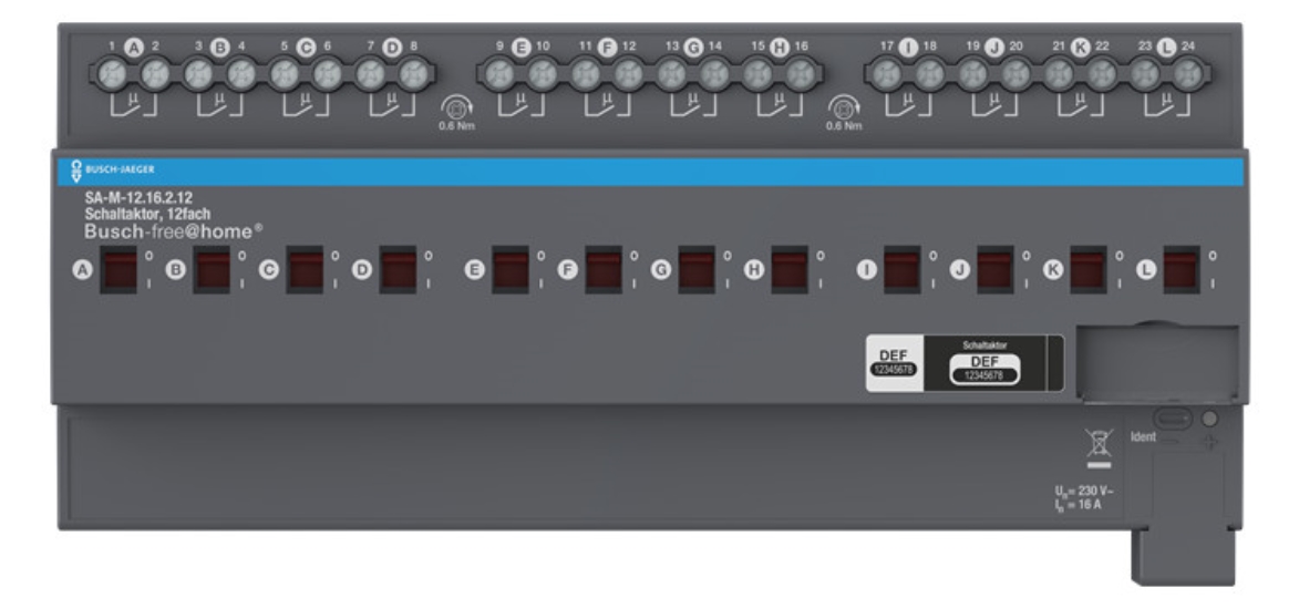 1St. Busch-Jaeger SA-M-12.16.2.12 Schaltaktor, 12fach 16 A, REG für Busch-free@home® grau 2CDG510027R0021