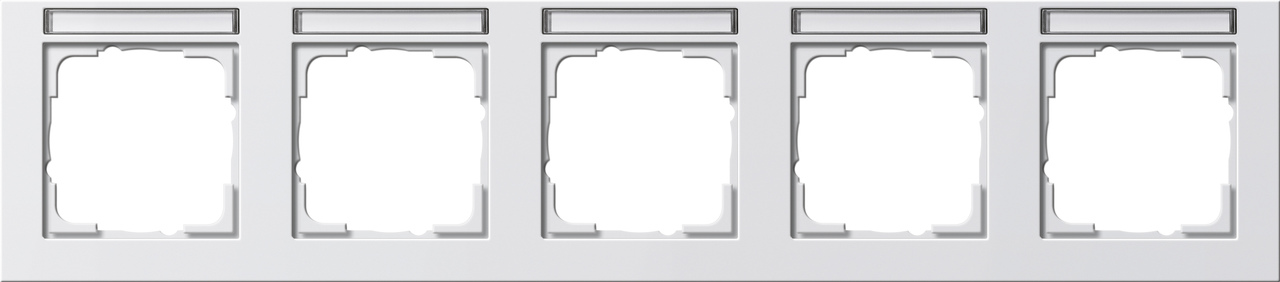 1St. Gira 109529 Rahmen 5fach waager. mit Beschriftungsfeld E2 Reinweiß