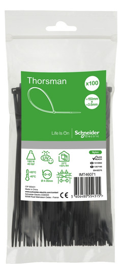 1St. SCHNEID IMT46406 Kabelbinder Thorsman, Abmessung: 150X3,6