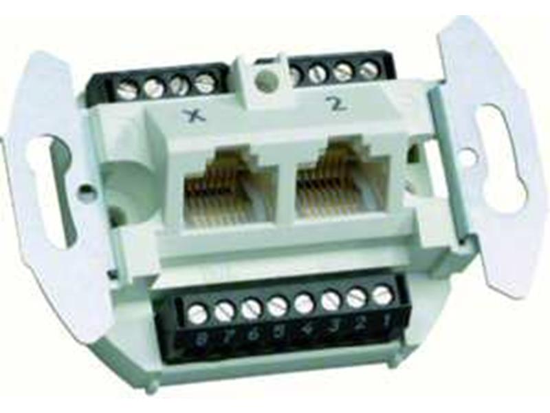 1St. Hager G3120 Datendose 2 x Cat.3-Anschlüsse 8/8