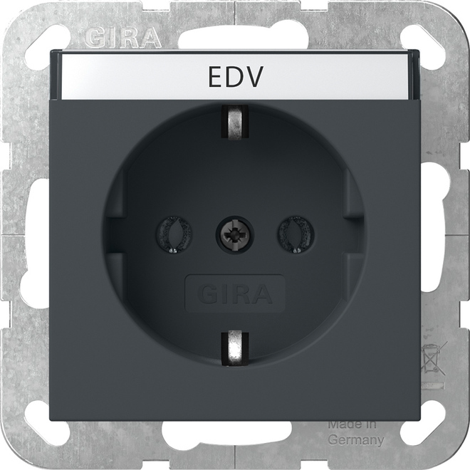 1St. Gira 445728 SCHUKO-Steckdose 16A 250V mit Beschriftungsfeld, Anthrazit