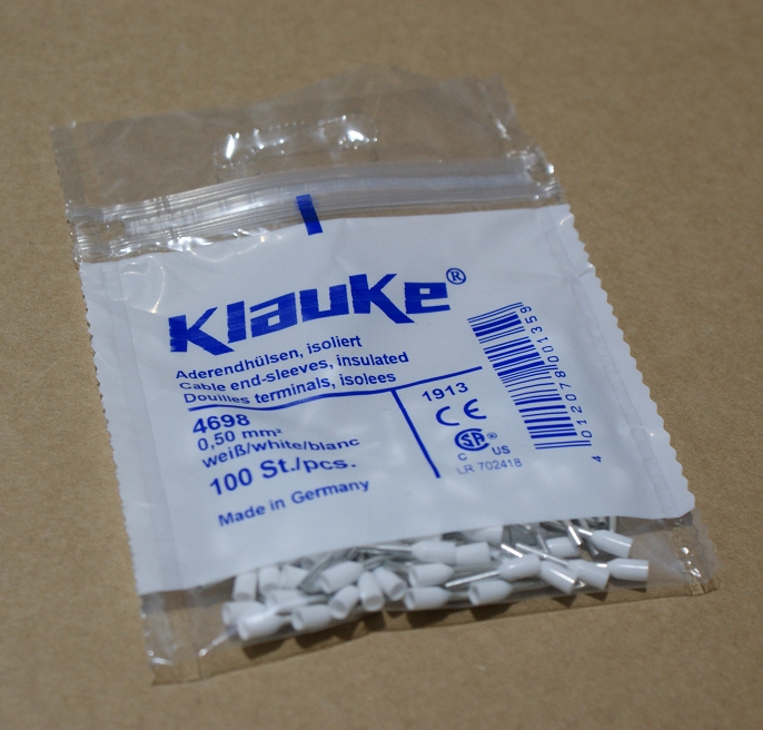 100St. Klauke 46910 Aderendhülsen DIN 46228 Teil 4 isoliert 0, 5qmm 10mm lang Cu galvanisch verzinnt 469/10