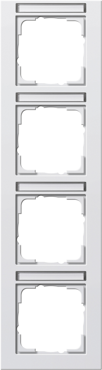 1St. Gira 111422 Rahmen 4fach senkr. mit Beschriftungsfeld E2 Reinweiß matt