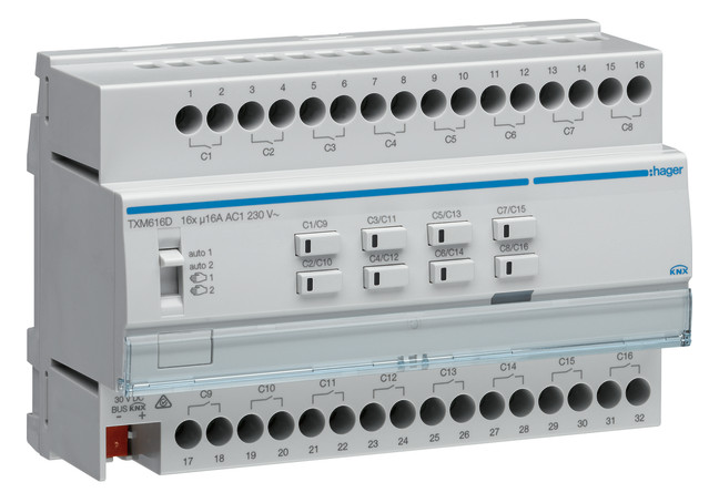 1St. Hager TXM616D Schalt/Jal.aktor 16/8f KNX easy 16A C-L. 1St. Hager TXM616D Schalt/Jal.aktor 16/8f KNX easy 16A C-L.
