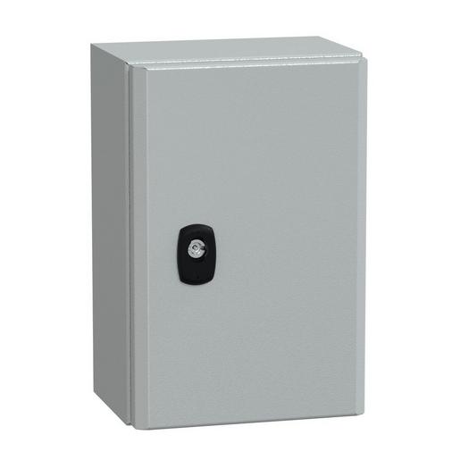 1St. Schneider Electric NSYS3D3215P Spacial S3D Volltür mit Montageplatte H300xB200xT150 IP66 IK10 RAL7035.