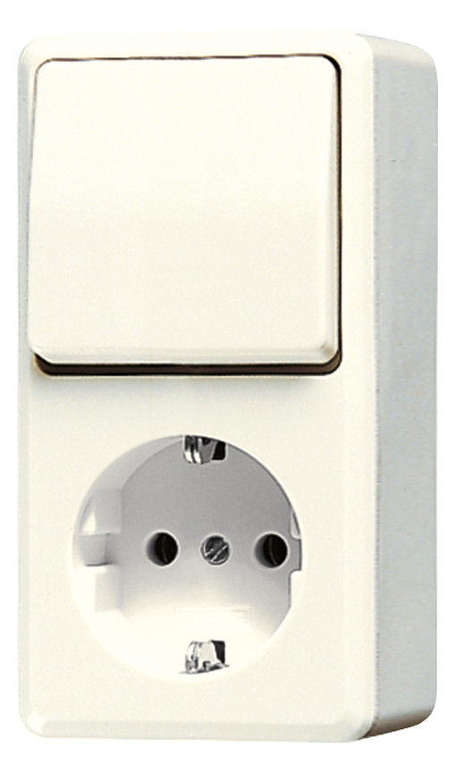 1St. Jung 676A  Steckdose 16A  250V Wippschalter 10 AX  250V Universal Aus-Wechsel Schraubklemmen (Steckdose) Fede