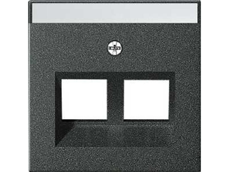 1St. Gira 264028 Abdeckung mit Beschriftungsfeld Modular Jack 30° 2fach System 55 Anthrazit