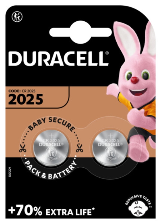 1St. Duracell Lithium-Knopfzelle D2025-B2 CR2025 Lithium 3V