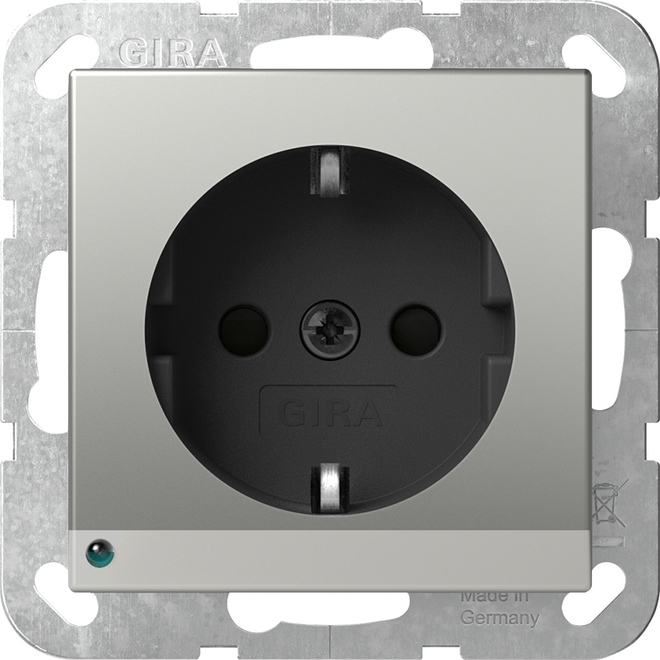 1St. Gira 4170600 Steckdose 16A 250V mit LED-Orientierungsleuchte und Shutter, Edelstahl (lackiert)