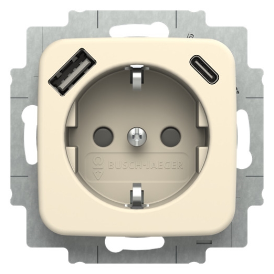 1St. Busch-Jaeger 20 EUCB2USBAC-212 SCHUKO® USB-Steckdosen-Einsatz Safety+ mit USB A/C Weiss - Busch-Duro 2000® SI Weiss 2CKA002011A6295