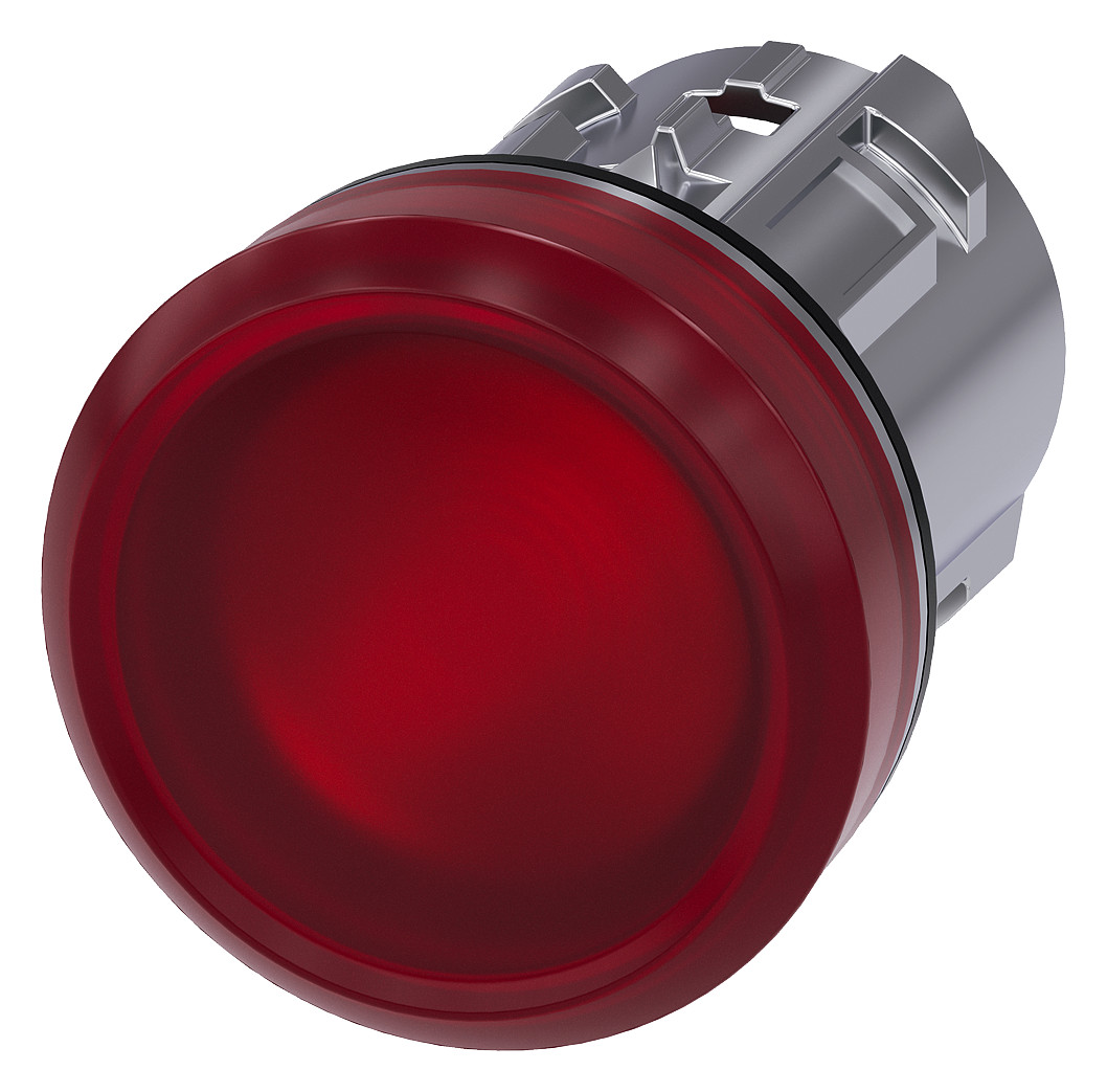 5St. Siemens 3SU1051-6AA20-0AA0 Leuchtmelder, 22mm, rund, Metall, hochgl...