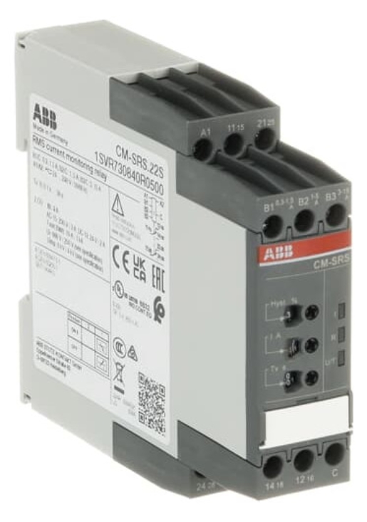 1St. ABB CM-SRS.22S Stromüberwachungsrelais 2We,B-C=0,3-15A RMS, 24-240VAC/DC 1SVR730840R0500