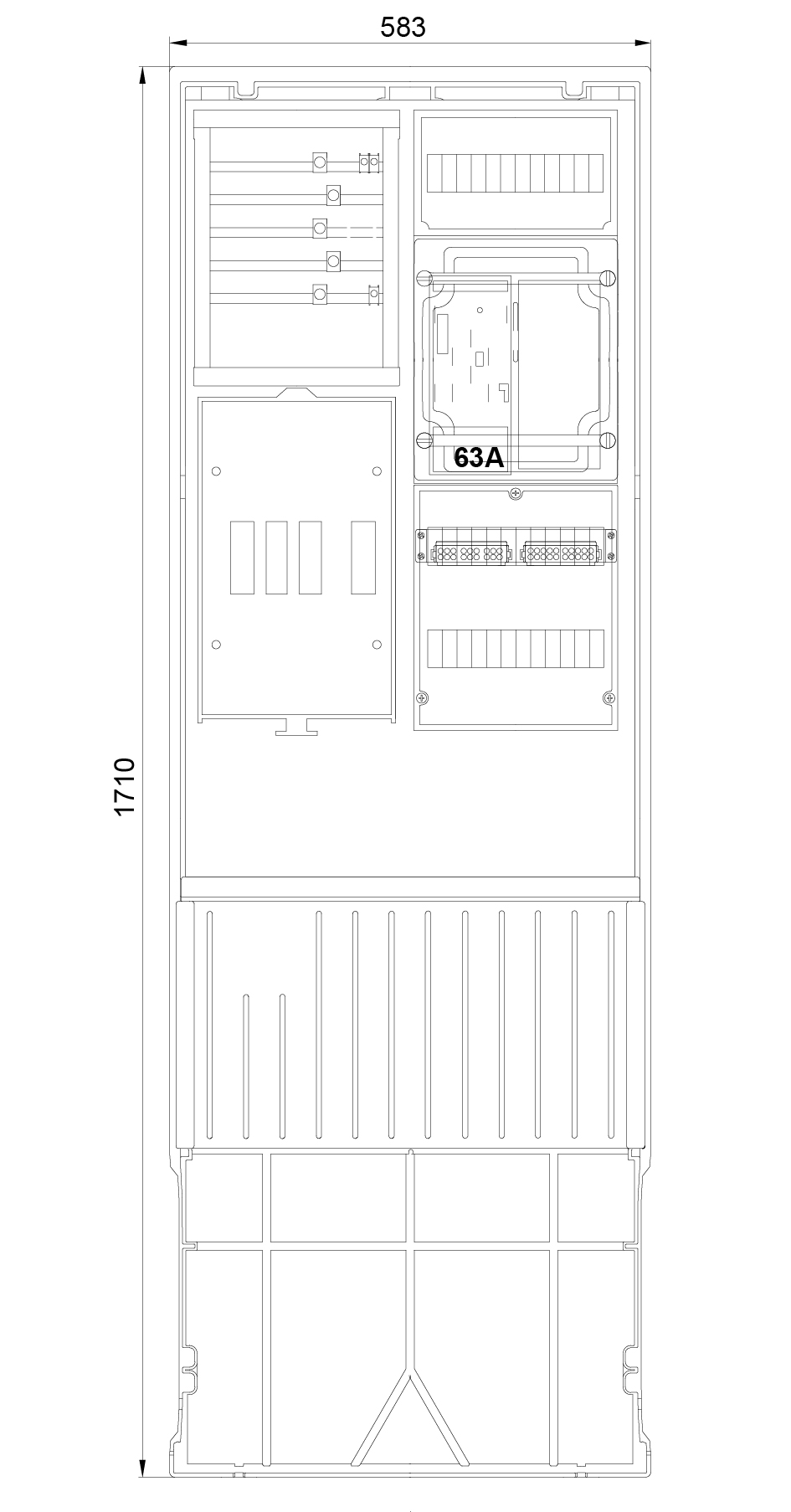 1St. F-Tronic ZSA172-2-eHZ-HAK-HG Zähleranschlusssäule 2-feldrig, H=1710mm, eHZ, Haube geschl., ZSA172-2-eHZ-HAK-HG 7160019