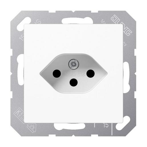 1St. Jung A1520-13BFSEVWW Steckdose 10 A 250 V L N und PE Tragring Schweizer Norm Typ 13 A 1520-13 BF SEV WW