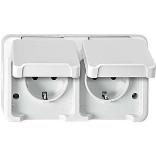 1St. Merten MEG2320-8019 SCHUKO-Doppel-Steckdose, waagerecht angeordnet mit Berührungsschutz, polarweiß, AQUASTAR 1St. Merten MEG2320-8019  Doppel-Steckdose, waagerecht angeordnet mit Berührungsschutz, polarweiß, AQUASTAR