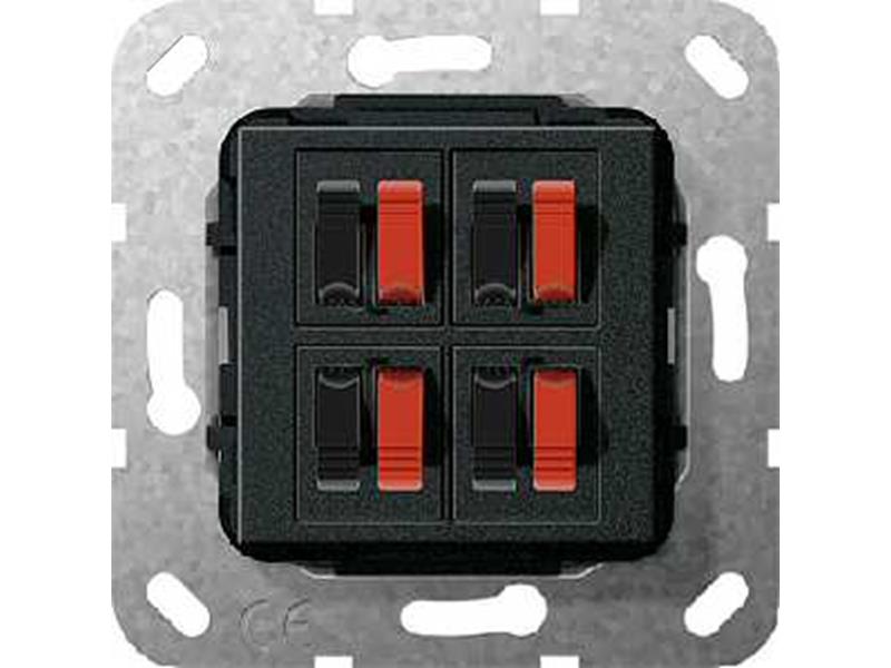 1St. Gira 569410 Lautsprecher Anschluss 4fach Einsatz Schwarz matt