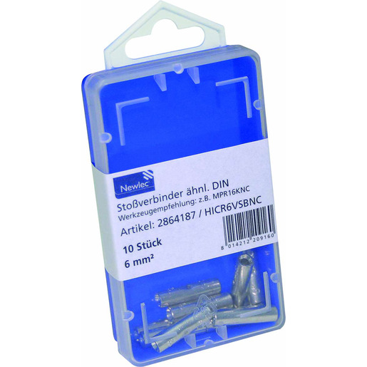 1Pk = 10 Stück Stoßverbinder 6 mm² mit Mittenanschlag verzinnt