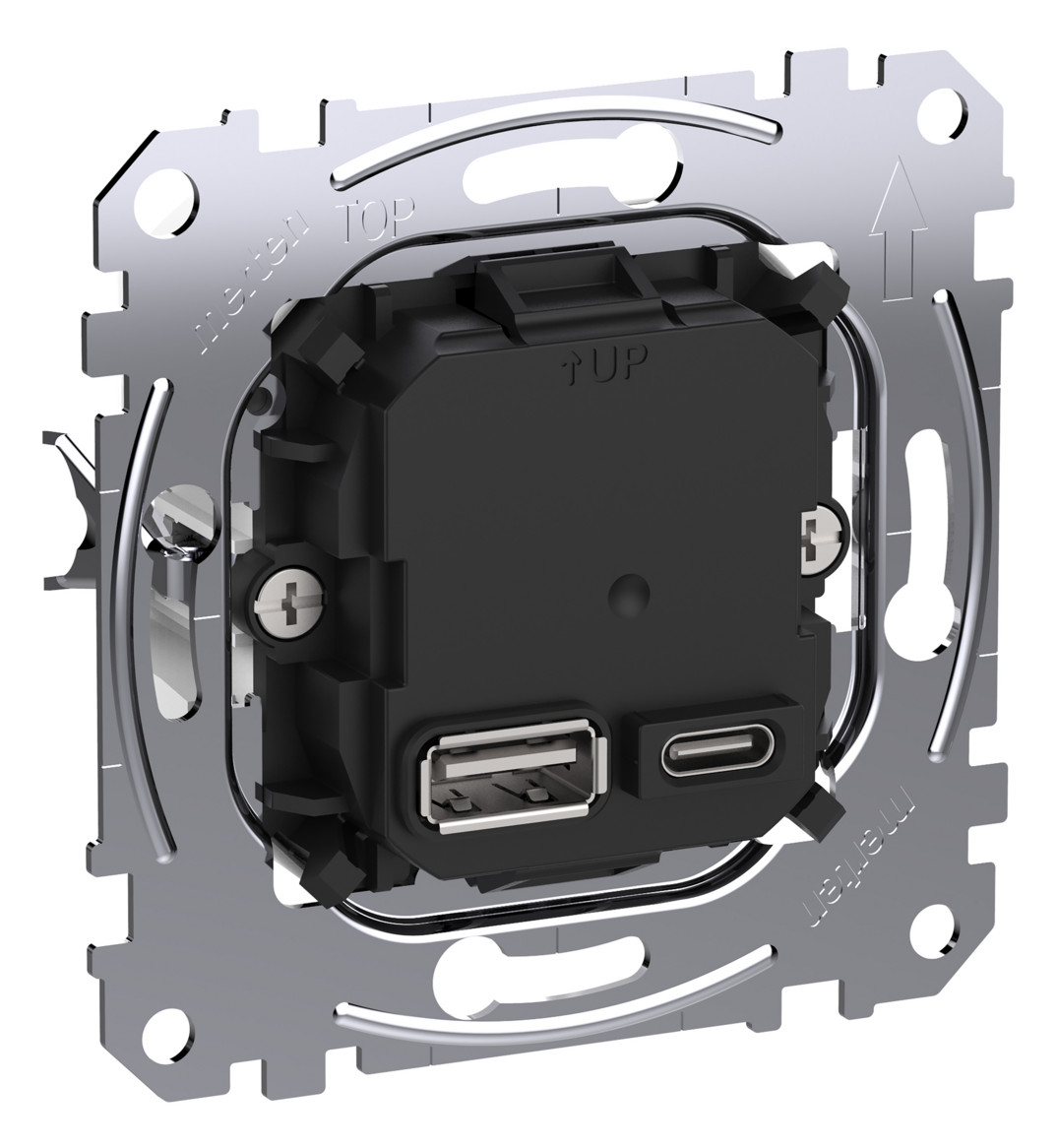 1St. Merten MEG4366-0120 USB Ladestation-Einsatz Typ A+C mit Power-Delivery-Technologie und 45W Ladeleistung