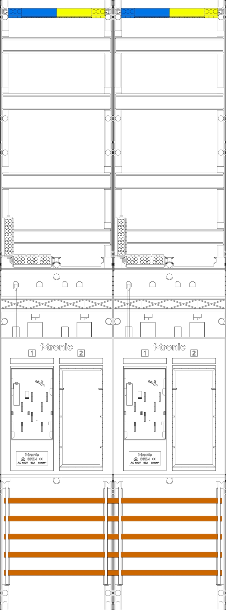 1St. F-Tronic ER29DS Zählerfeld ER29DS, 2-feldrig, H=1350mm, 2-eHZ mit DS, 2 Res. 7143152