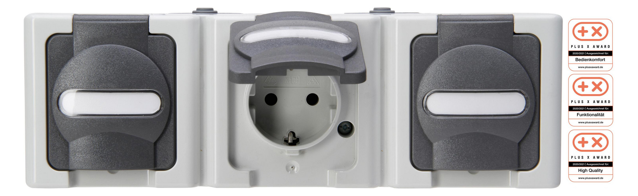 1St. KOPP APWG Blue Electric 1313.5600.5 Schuko 3fach grau waagerecht