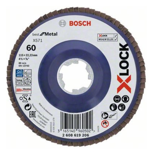 10St. Bosch 2608619206 X-LOCK Fächerscheibe X-LOCK BfM 115mm K60